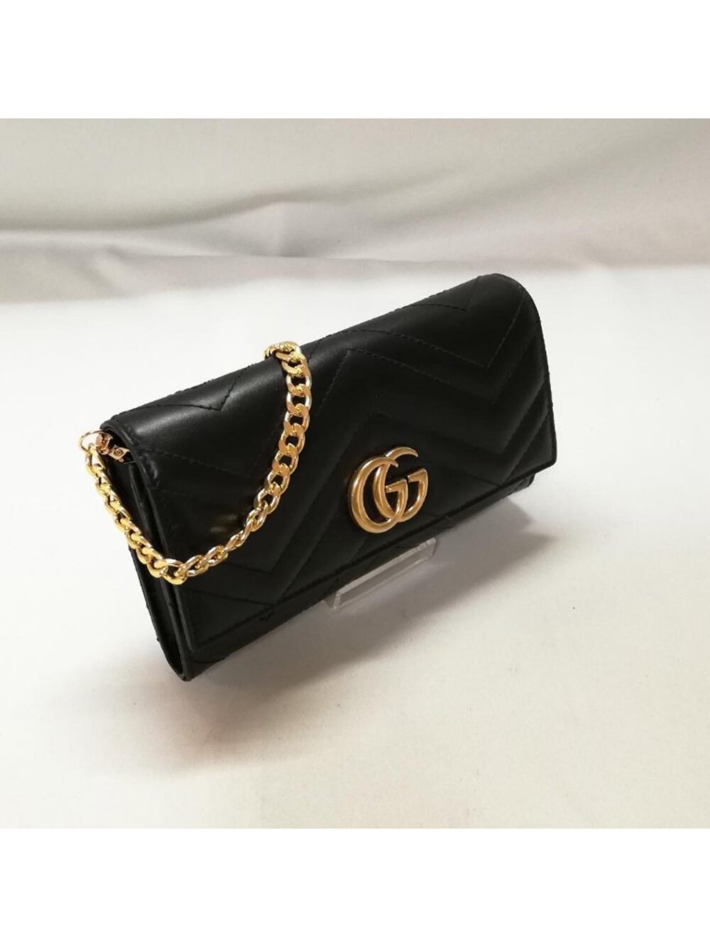 Gucci GG Marmont Chain Wallet Black Gold - Picture 2 of 6